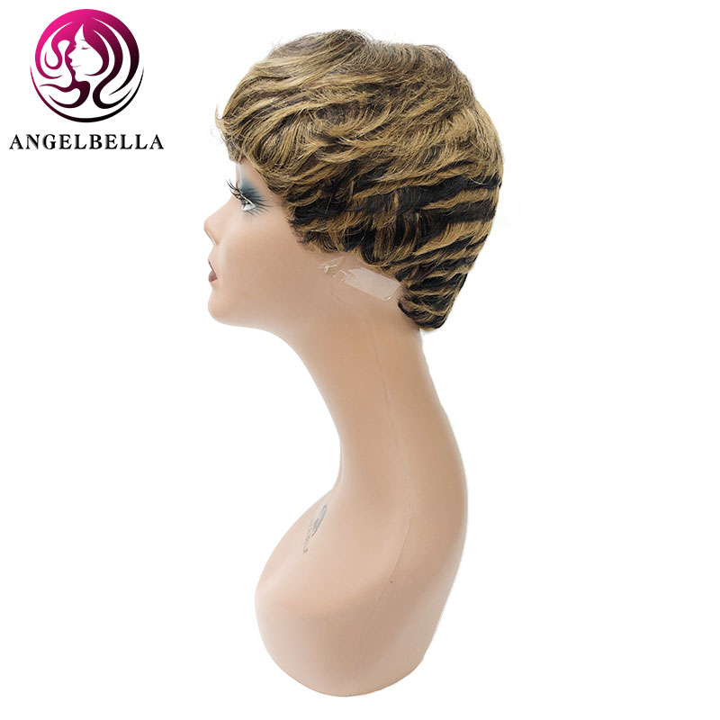 8 pouces courts raies perruques à cheveux Machine faite de perruque mettant en évidence des perruques très courtes afro-américaines 