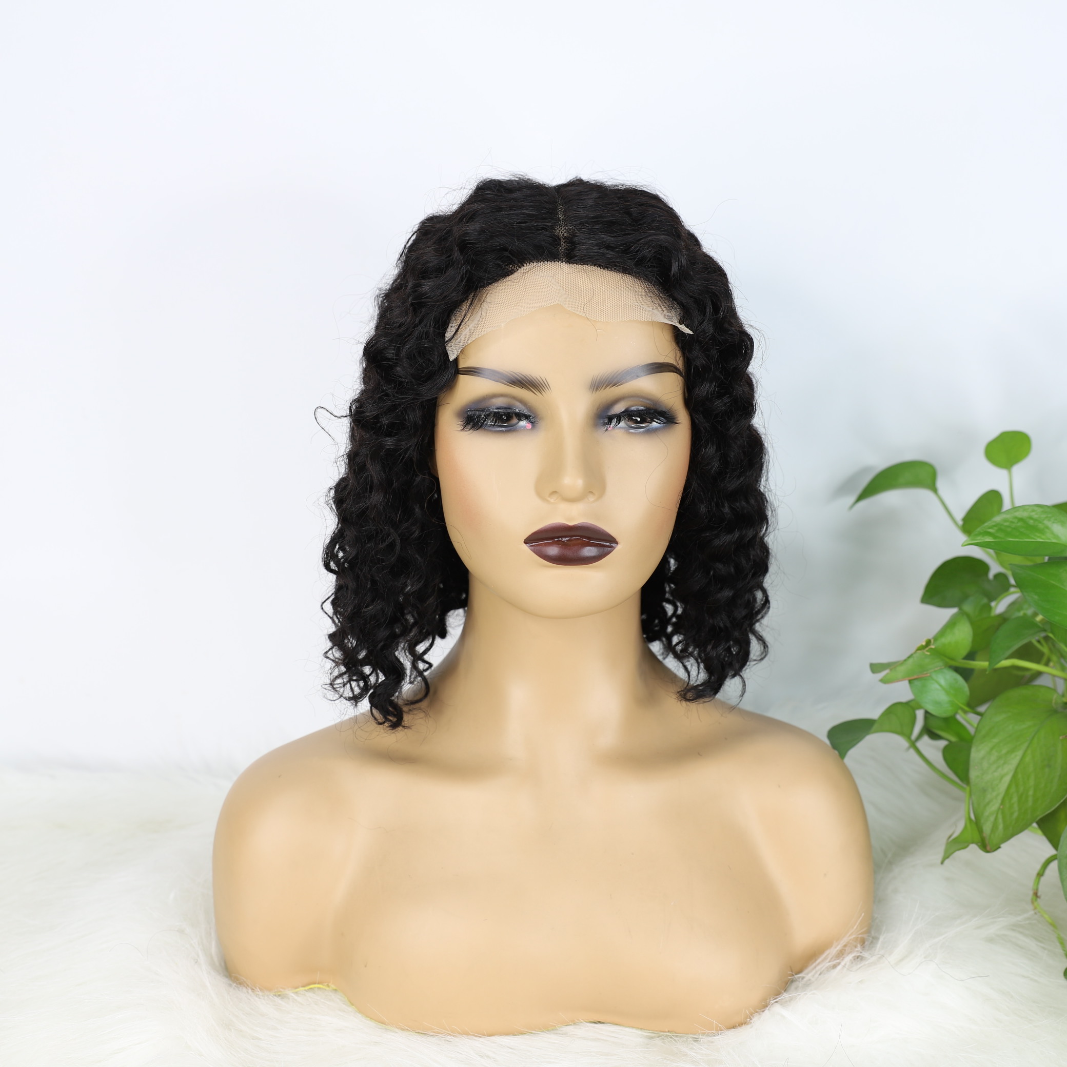 Clôture en dentelle à vagues courtes Bob Wig T Partie 4x1 Remy Human Hair
