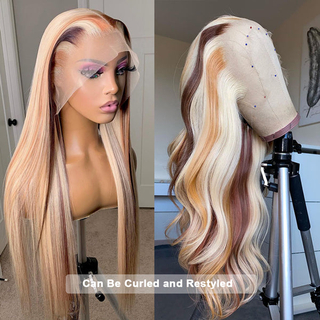 HAIR – perruque Lace Front Wig brésilienne naturelle, cheveux lisses, à reflets, ombré 4/27, 13x4, perruque Lace Closure Wig