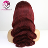 En gros 100% Human HD HD Lace Frontal Wig 99J Bourgogne 13x6 HD Lace Frontal Wig Body Wig de 32 pouces