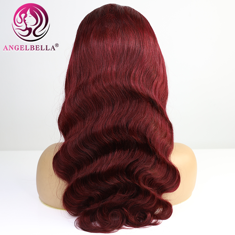 En gros 100% Human HD HD Lace Frontal Wig 99J Bourgogne 13x6 HD Lace Frontal Wig Body Wig de 32 pouces