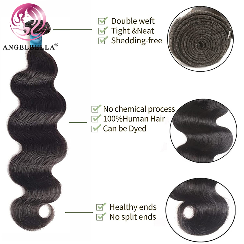 Anglebella Queen Doner Virgin Hair 10a Grade Brésilien 24 26 28 pouces Body Wave Human Human 100% non transformés 