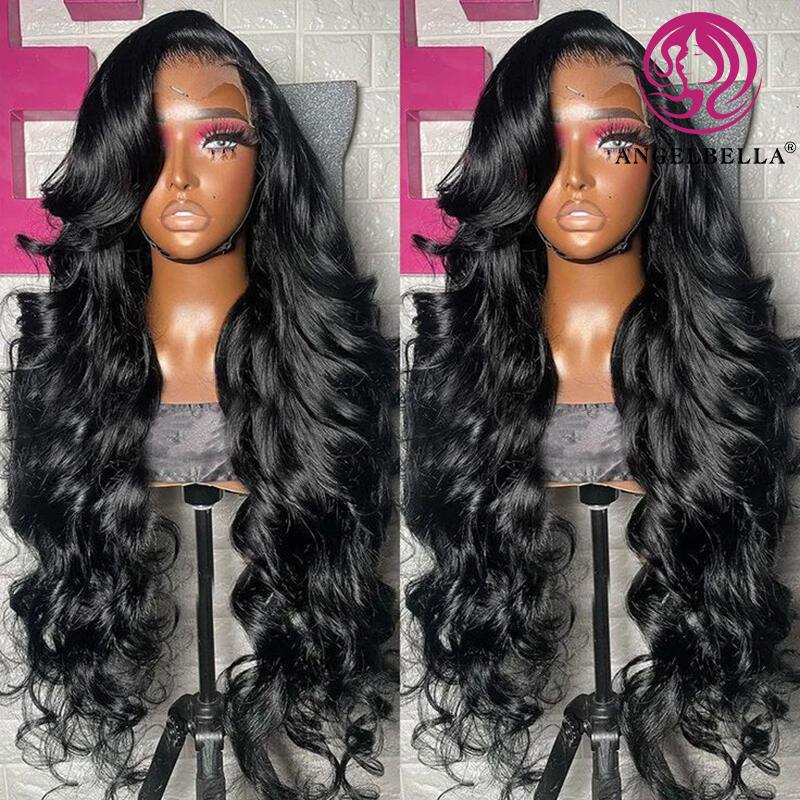 Angelbella Queen Doner Virgin Hair 13x4 Body Wave Cuticule brute Coicule alignée transparent sans glueless Full HD Lace Wigs