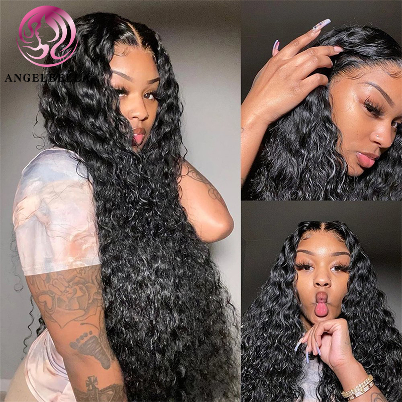 Angelbella dd diamond hair wave wave bouclé 13x4 hd en dentelle avant perruques de cheveux humains