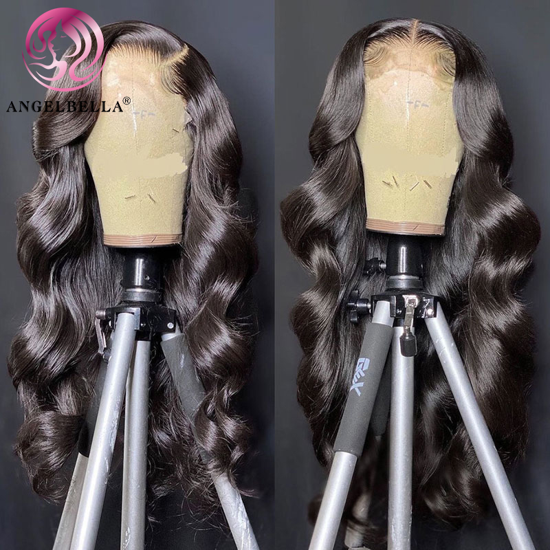 Angelbella Queen Doner Virgin Hair Brazilian 13x6 1B # vague profonde cheveux humains HD Lace 