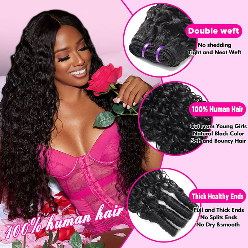 Vente en gros d'usine Bundles de cheveux humains bouclés birmans 8-40 pouces Extension de cheveux de vague d'eau vierge birmane non transformée de qualité supérieure 100% vrais cheveux humains couleur naturelle Extensions de trame de cheveux humains