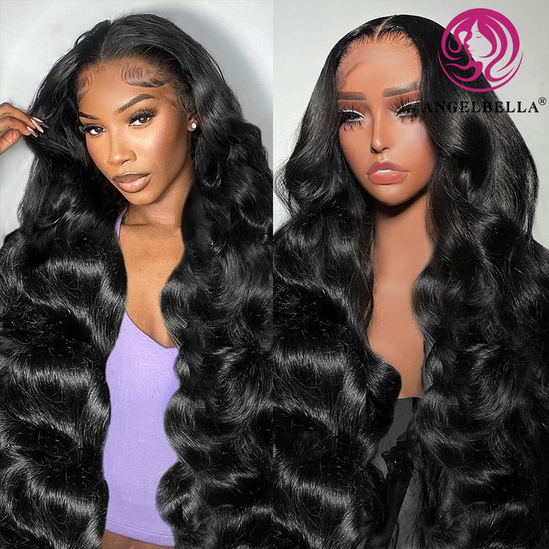 Angelbella 30 pouces 13x4 en dentelle Vierge Vierge Human Hair Wigs Brazilian Body Wave Wigless HD en dentelle HD Perruque frontale pour les femmes noires