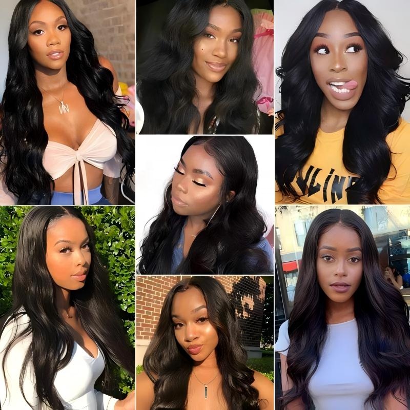 Vendeur de cheveux en gros transparent à 180% densité dentelle perruque avant du corps humain cheveux brésiliens vierge 4x4 Fermeure de fermeture perruque