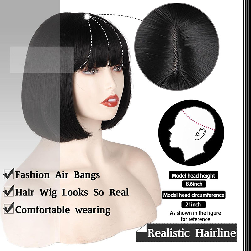 Machine complète Bob Straight Bob avec Bang pour les femmes 8 10 12 14 16 pouces