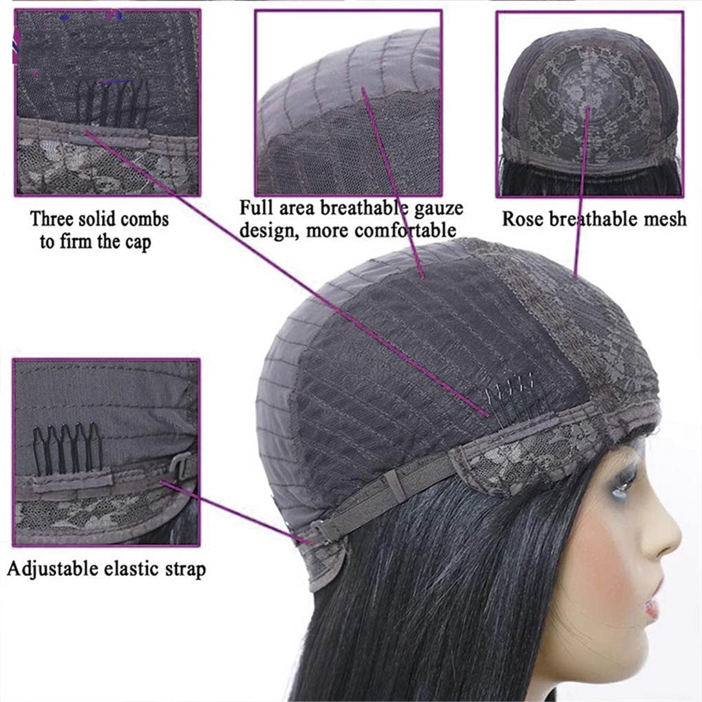 Bob Bob Wig avec frange Machine complète fait des perruques bob droites pour femmes noires 8 10 12 14 16 pouces