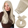 Angelbella Extensions de cheveux humains invisibles à ruban adhésif blond platine - Extensions de cheveux à bande adhésive blonde platine - Extensions de cheveux pour femme de 20,3 à 81,3 cm