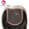 Cheveux raides 5x5 Clôture de dentelle Human Human Transparent Swiss Lace Fermeure 