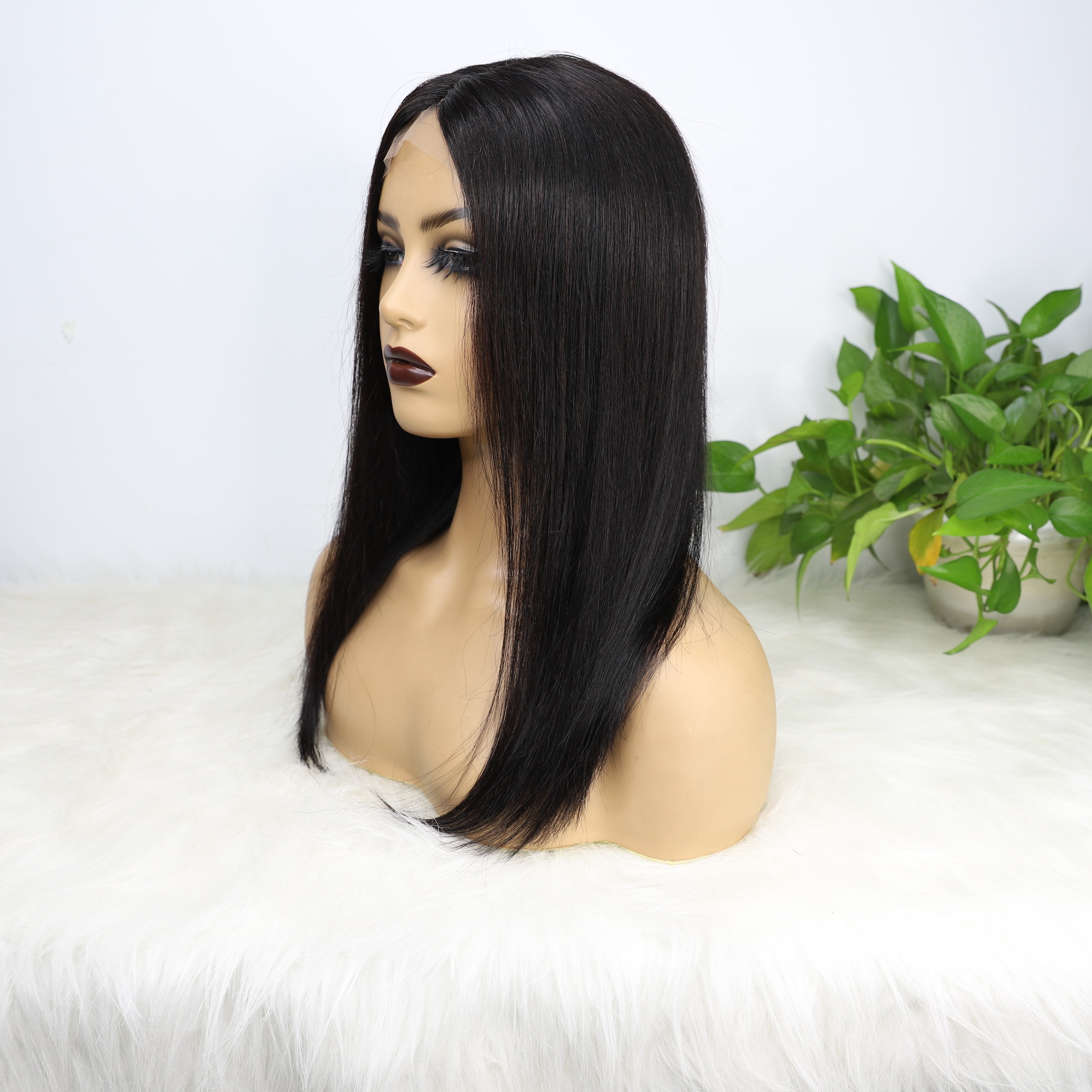 16inch Fermeture en dentelle Bob Wig T partie droite 4x4x1 Cheveux humains