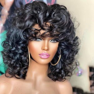 Bouncy Bouncy Curly Heuv Hair Wig avec frange