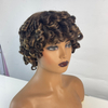 Courte perruque bouclée coquette pour femmes noires ombre bruns de cheveux humains perruques grosses boucles bouclées rebondies