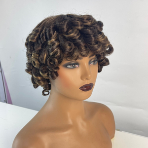 Broisse à cheveux humains courts courts avec une frange brésilienne vierge brésilienne courte coiffure à cheveux humains pour femmes noires