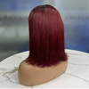 # 99J borgogne raide bob perruques brésilienes vierges cheveux courts cheveux humains bob perruques en dente