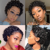 13x1 Perruque avant en dentelle transparente Short Pixie Curly Human Hair Wigs 180% Pix Style pour les femmes noires