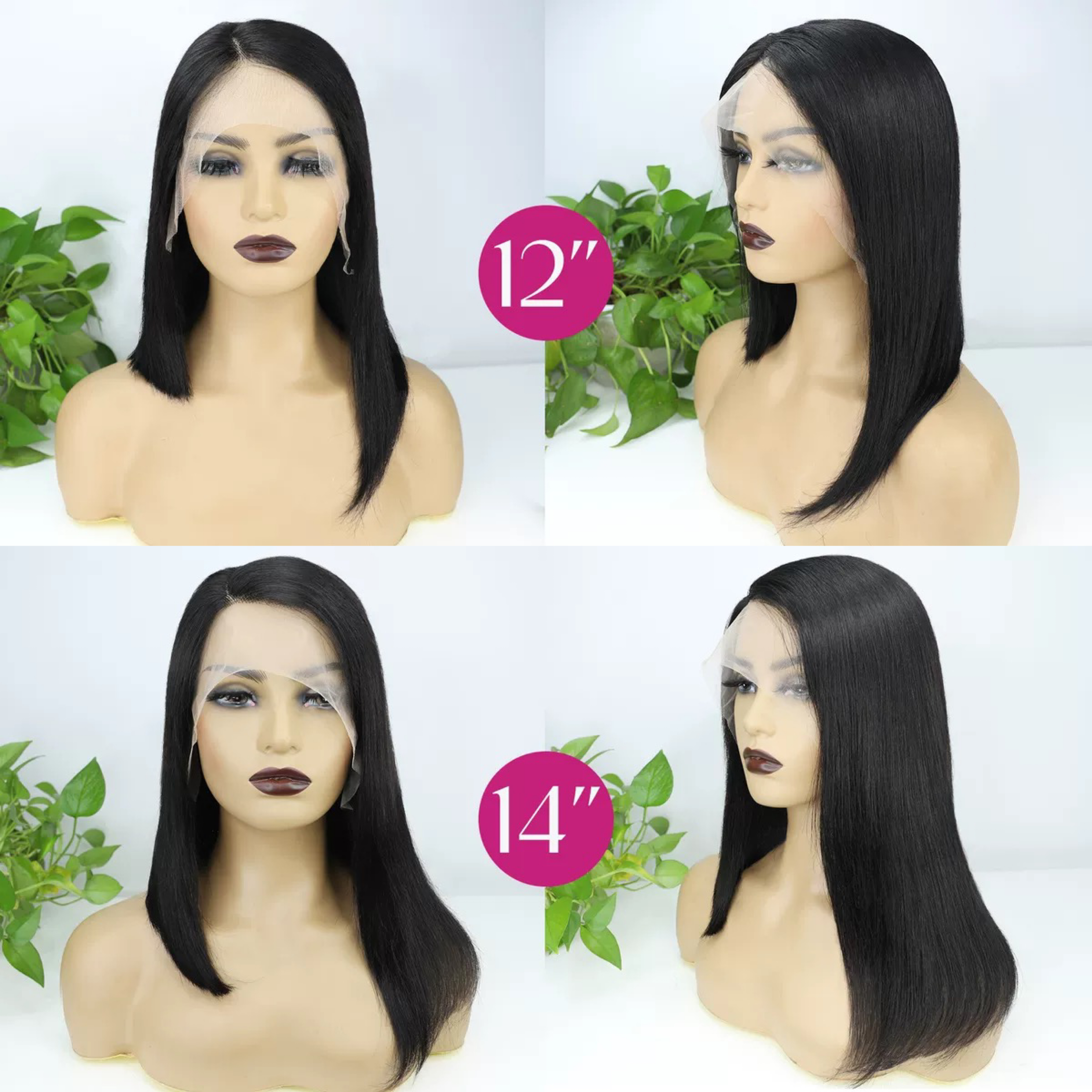 8 à 14 pouces 13x4 en dentelle avant 150% de densité courte partielle Bob Wig