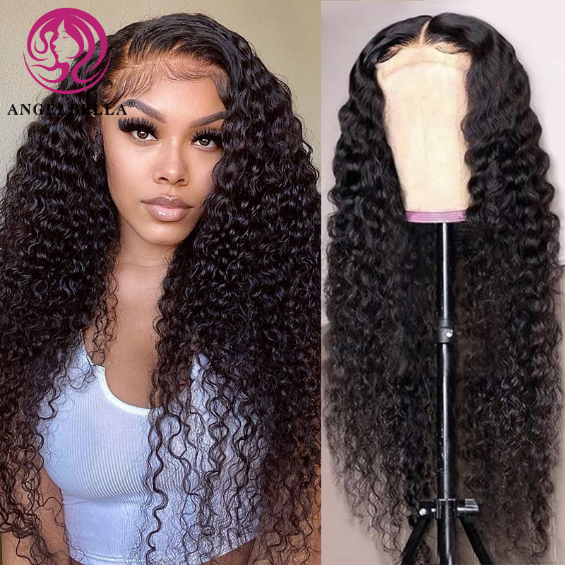 Angelbella Queen Doner Virgin Hair Brésilien Human Hair Wigs Full Lace Deep Wave 13x4 Transparent Swiss Lace Frontal Wig