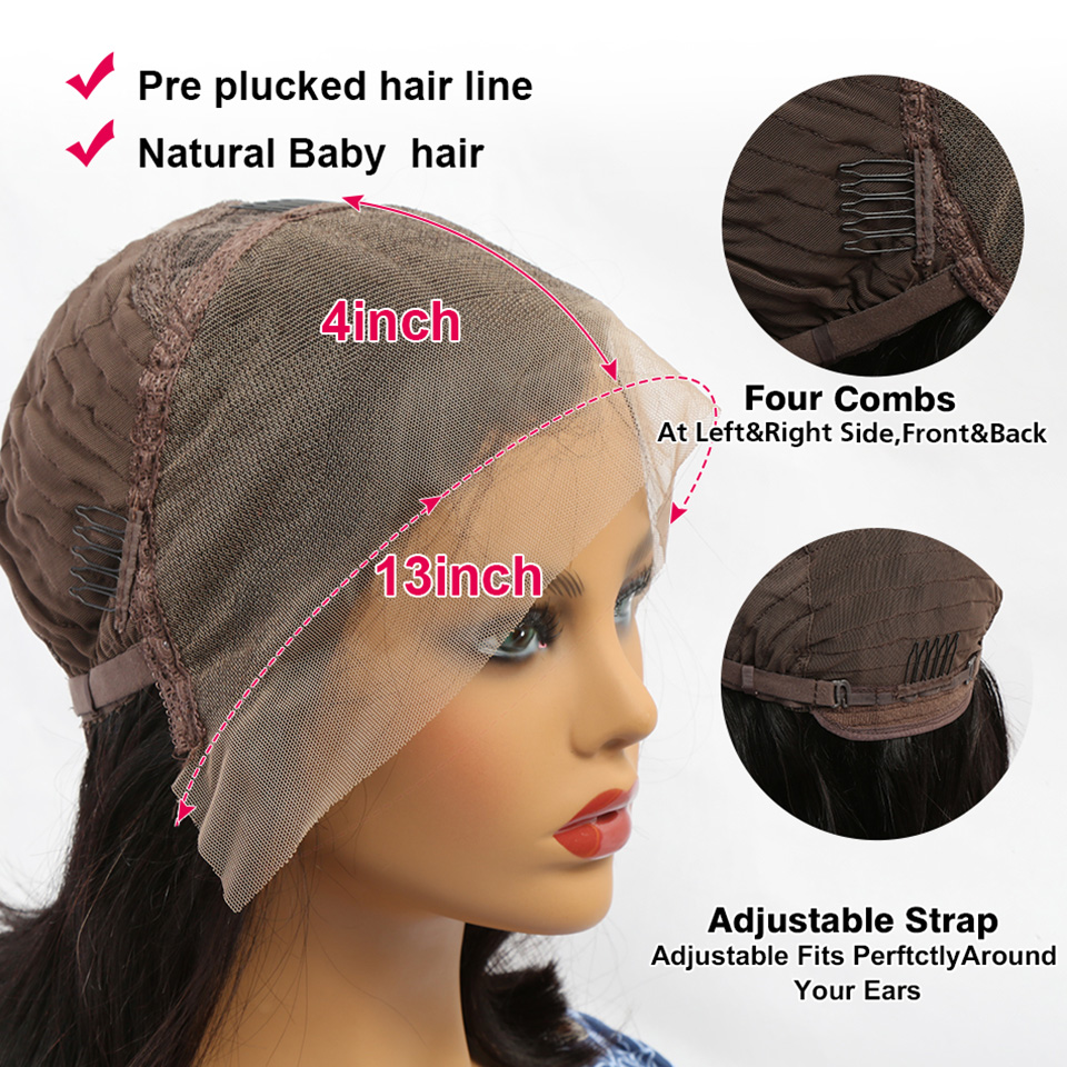 Angelbella DD Diamond Hair 100% brésilien Vierge Human Heuvil 13x4 HD Wig en dentelle à vagues