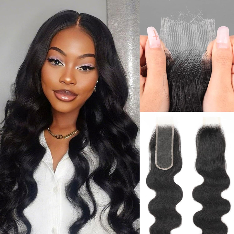 2022 6X6 Lace Closure cheveux humains dentelle transparente partie libre soyeux droite avec des cheveux de bébé