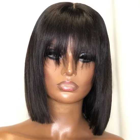 Bob Bob Wig avec frange Machine complète fait des perruques bob droites pour femmes noires 8 10 12 14 16 pouces