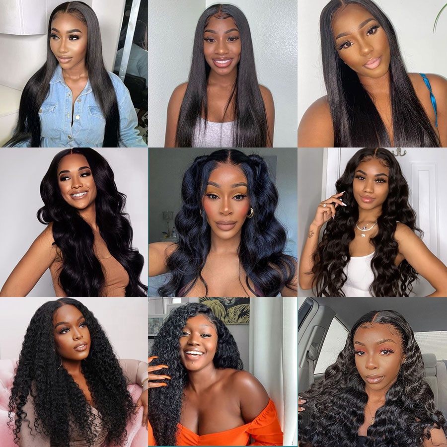 En gros, 180% de densité transparente 4x4 Clôture en dentelle Perruque à cheveux raides Perruques de cheveux humains sans gllue pour femmes noires