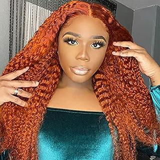Perruques en gros Gingembre Curly Perruque à cheveux humains Wig Colore Orange Curly Human Hair Wigs
