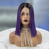 Perruque violette ombre perruques colorées pour les filles Longueur d'épaule synthétique Raven Cosplay Party Wigs for Women