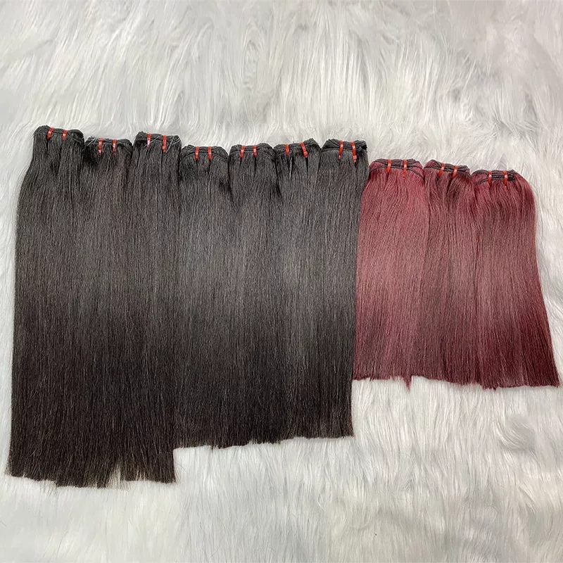 Poules à cheveux raides vierges 100% extension de cheveux humains Double trame ne tombe pas