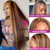 Angelbella DD Diamond Hair 13X4 4/27 # Honey Straight Highlight Meilleure perruque de cheveux humains avant HD