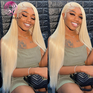 Angelbella Queen Doner Virgin Hair Quality 613 Human Hair Lace Lace Wigs Straitement 13x4 HD Frontal Blonde Wig