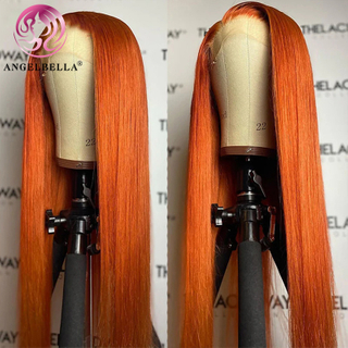 Angelbella DD Diamond Hair 13X4 530 # Ginger Orange Roir Human Human Transparent Lace Front Perruques à vendre