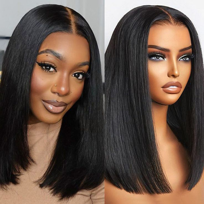 Angelbella 13x4 Heuptnamiens Human Hairlesslesless Transparent courte dentelle droite perruque avant Bob Bob de dentelle pour femmes