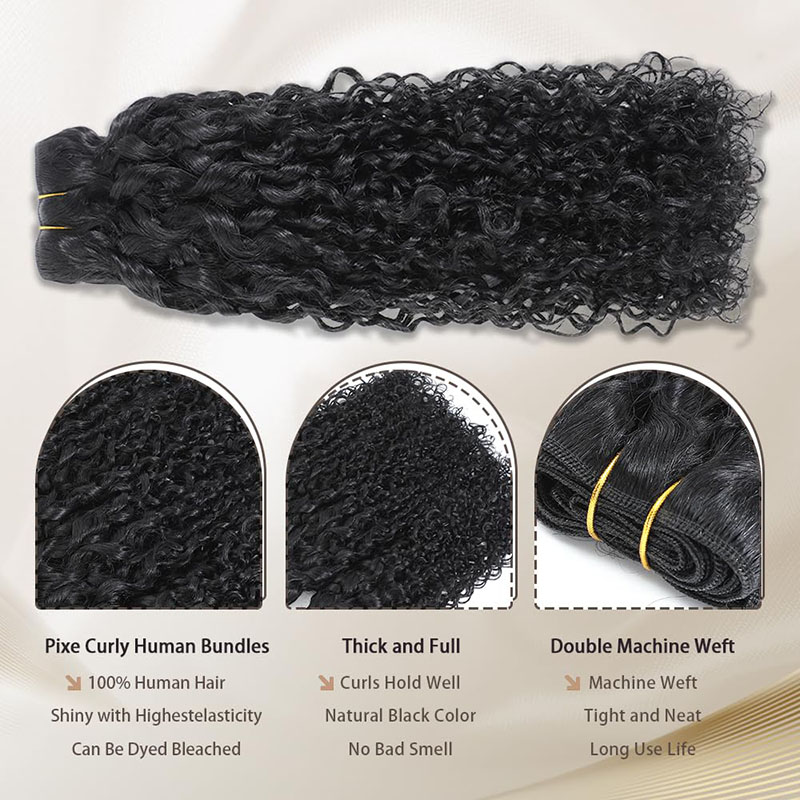 Vente en gros Pixie Curly Bundles Cheveux humains Vague d'eau Bundles de cheveux humains 8-40 pouces Bundles Kinkycurly Vague d'eau avec extrémité bouclée en spirale 100% Extensions de cheveux vierges crus