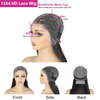 Brésilien 13x4 perruques de cheveux humains droits 180% densité HD HD Perruques avant en dentelle suisse transparente pour femmes noires