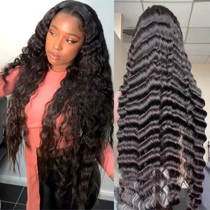 Angelbella Factory Wholesale Brésilien Remy Virgin Ocean vague profonde longue vague en vrac en dentelle transparente perruque frontale