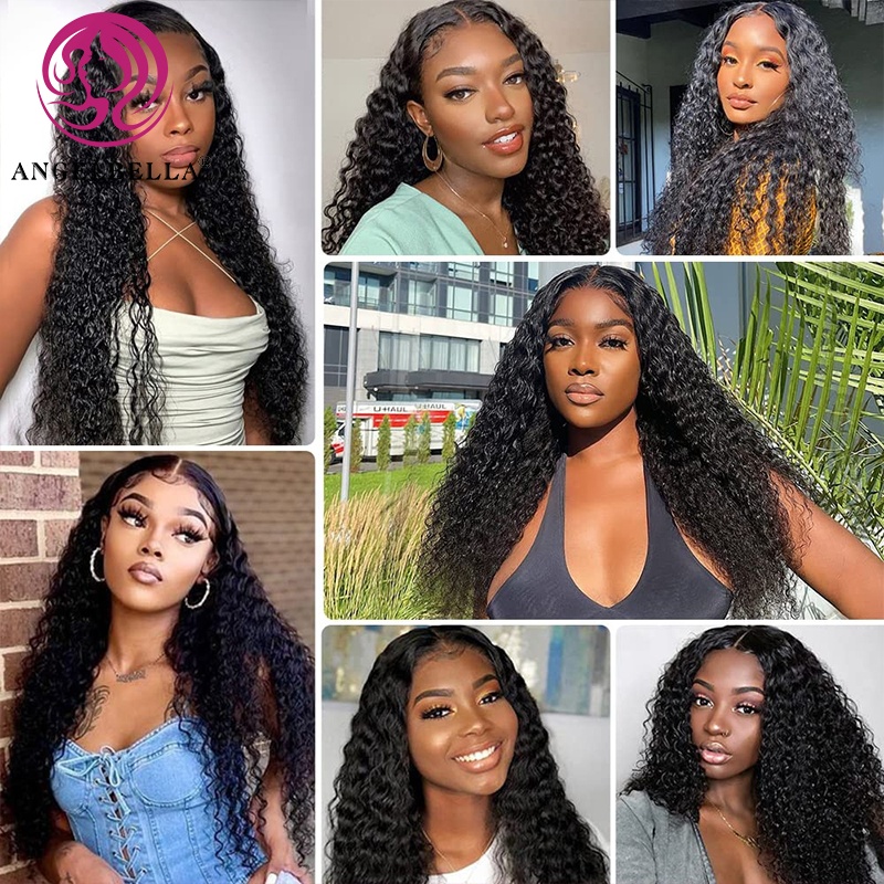 Black Natural Raw Indien Deep Deep Hd Lace Full Lace Front Pernues de cheveux humains bouclés Dee