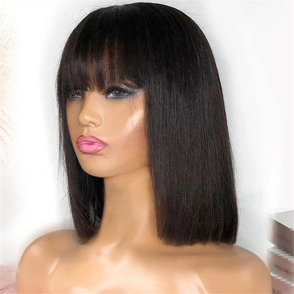 Bob Bob Wig avec frange Machine complète fait des perruques bob droites pour femmes noires 8 10 12 14 16 pouces