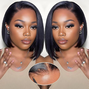 Humanl Hair Short Wigs Valeurs de cheveux Transparent Part de dentelle Perruque brésilienne Pernues