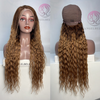 13x4 Highlight Lace Front Wigs Cheveux humains pré-épilés avec des cheveux de bébé (Blond à brun, 26 pouces 180 Densité)