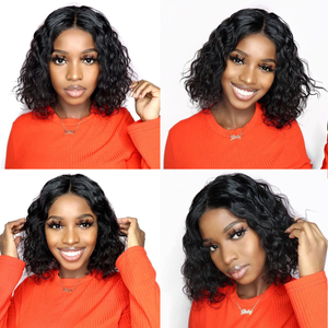 Angelbella Short Curly Bob Wigs Human Hair Wigs en dentelle Front 4x4 Fermeure perruques