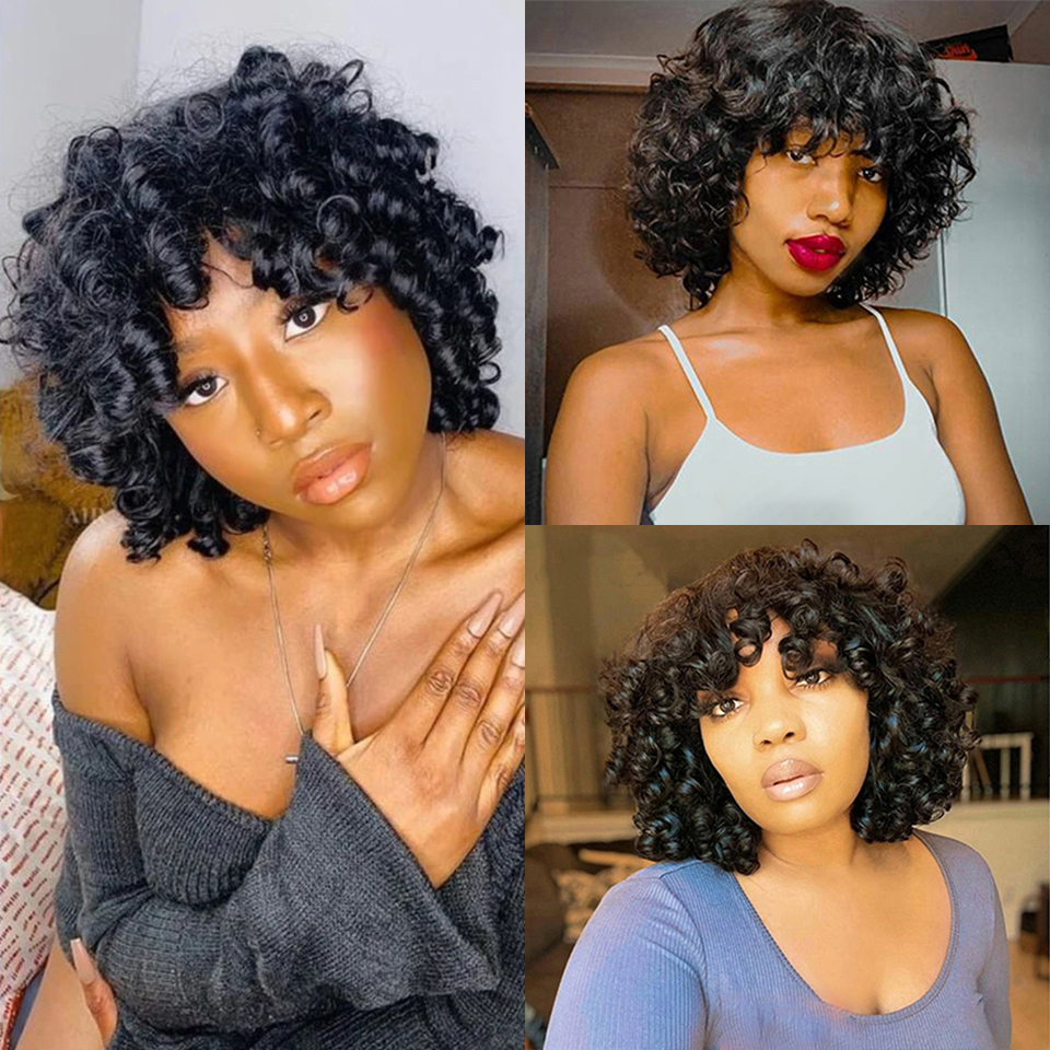 Livraison rapide Perruque Cheveux Humain Pixie Coup Wig Hoil Hair Wigs Human Hair Bob Wig Wig Afro Rose Curly Funmi Wigs