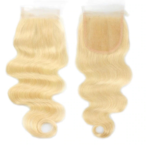 Angelbella Hair Blonde Couleur # 613 Body Wave Virgin Human Hair Knots Bleached Free Part 4x4 Lace Fermeure