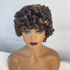 Courte perruque bouclée coquette pour femmes noires ombre bruns de cheveux humains perruques grosses boucles bouclées rebondies