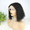 Brésilien Short Bob Human Heugs Wigs Middle Part Deep Wave Natural