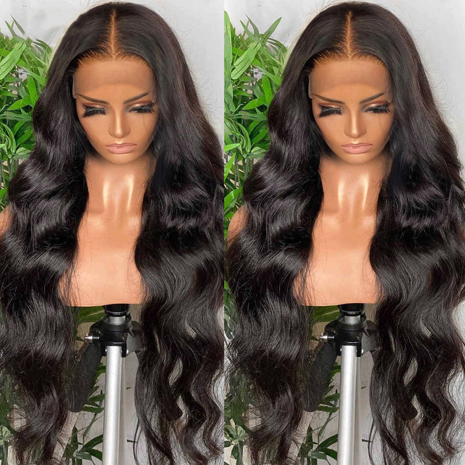 Lanqi-Long-cheveux-humains-perruque-28-30-pouces-Body-Wave-Lace-Front-Wig-4x4-Lace-Closure