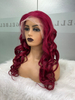 Bourgogne 99J Red Color Body Wig Wig Lace Lace Pernues