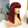 Remy Cheveux sans glue sans lace avant perruques de cheveux humains Red Bourgogne 99J Couleur 150% densité raide Perruque à cheveux humains avec bang